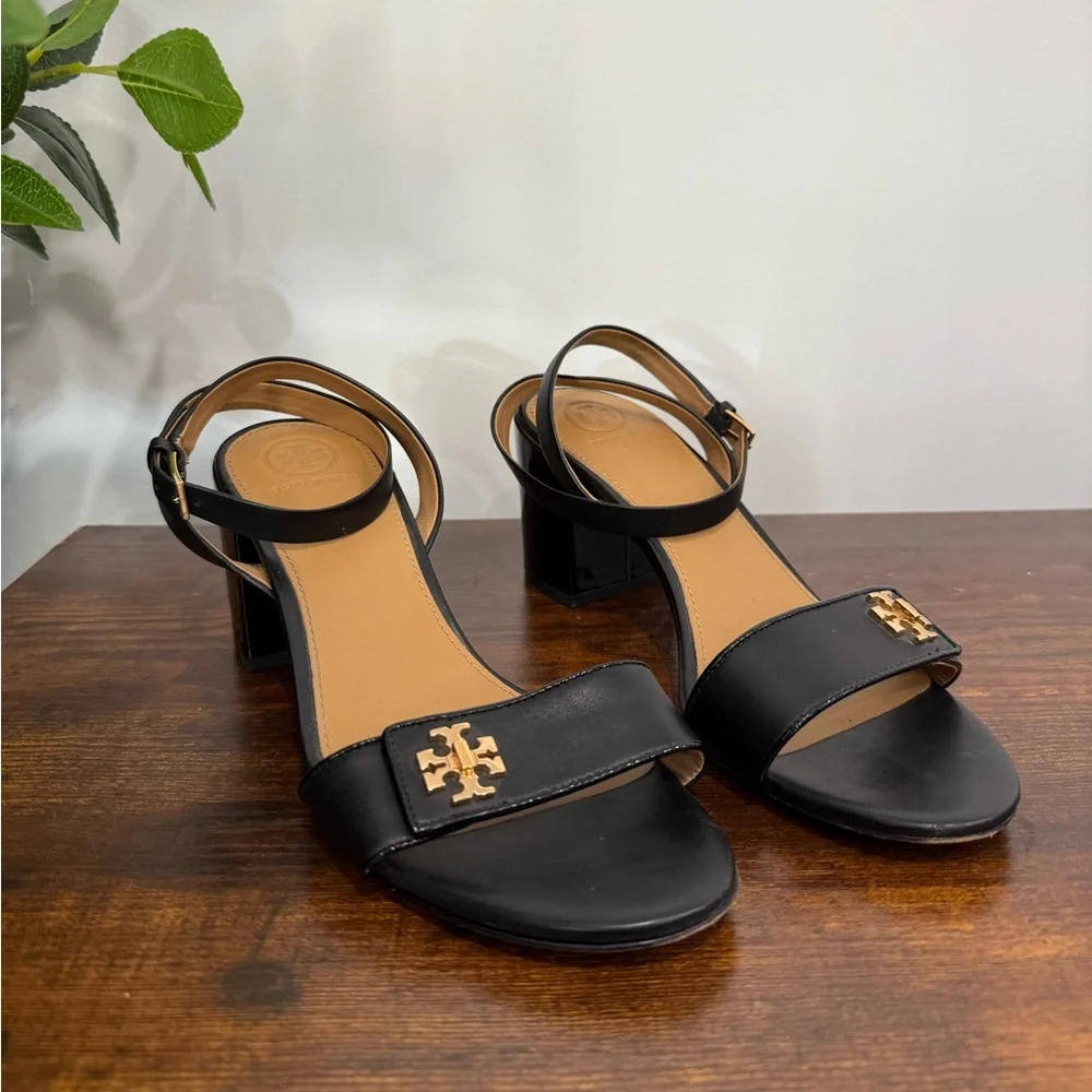 Tory Burch Designer Black Kira Mini Block
Heel Sandals Slingback - Picture 2 of 6